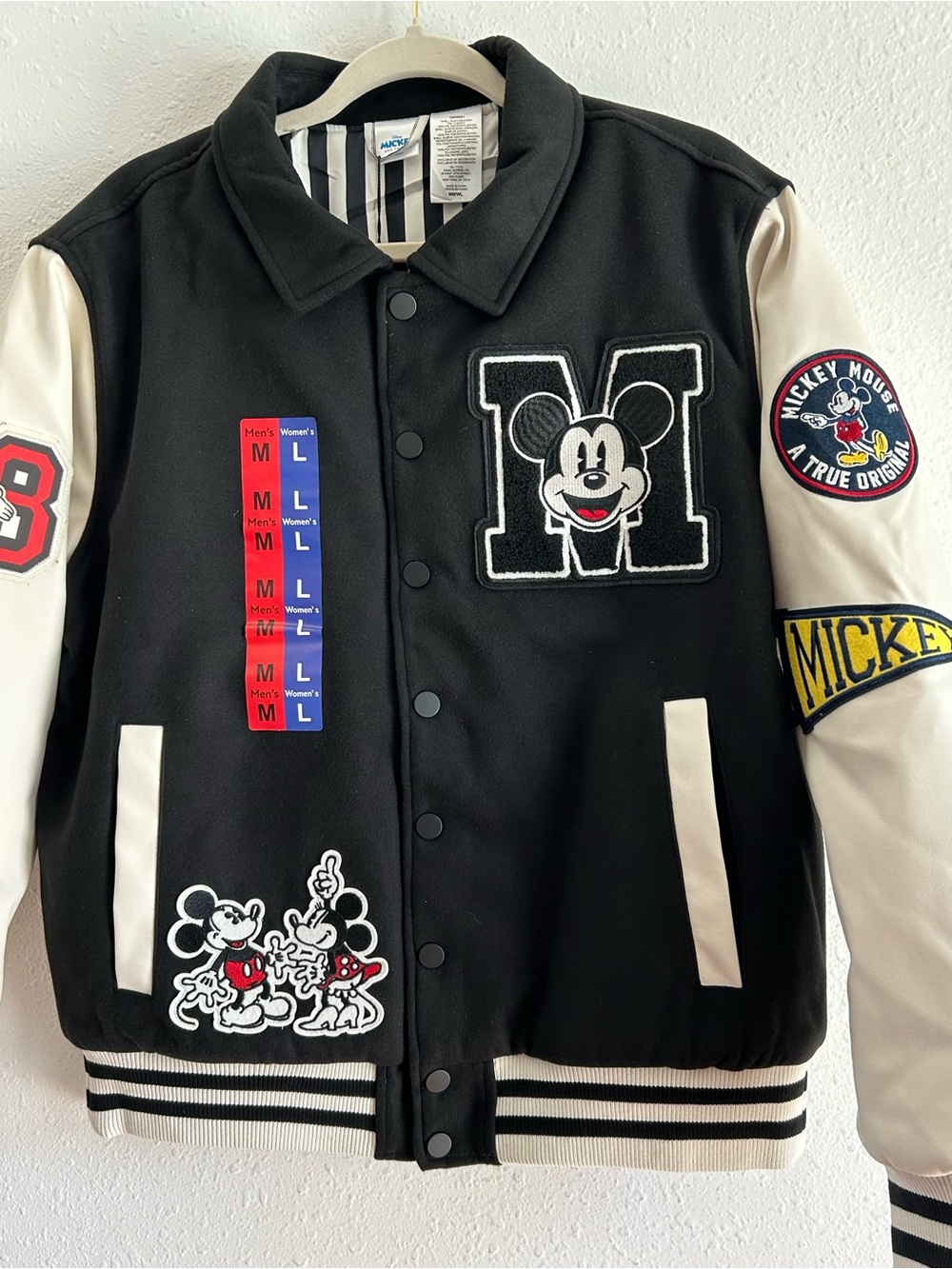 Disney Mickey Mouse Black Varsity Letterman Jacket Unisex Men’s M Women’s L - Picture 2 of 11